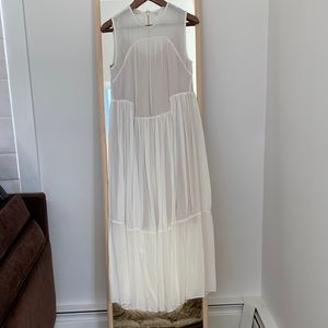 Vince Shirred Sleeveless Dress-Off White, Sz Small